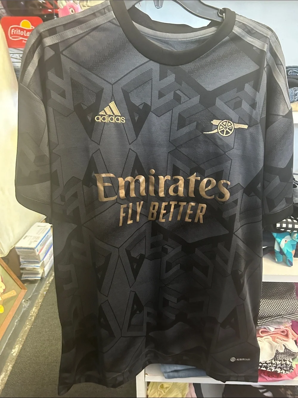 adidas Arsenal Black and Gold Training Jersey